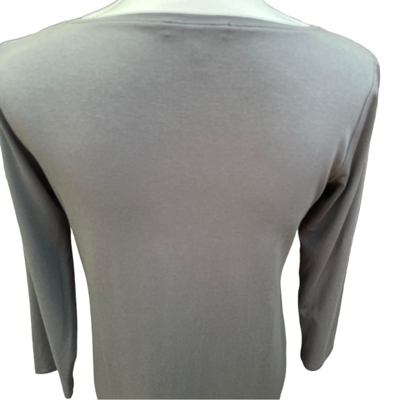 Eileen Fisher Deep V-Neck T-Shirt Dress in Gray Size X-Small Viscose and Spandex - Picture 4 of 9
